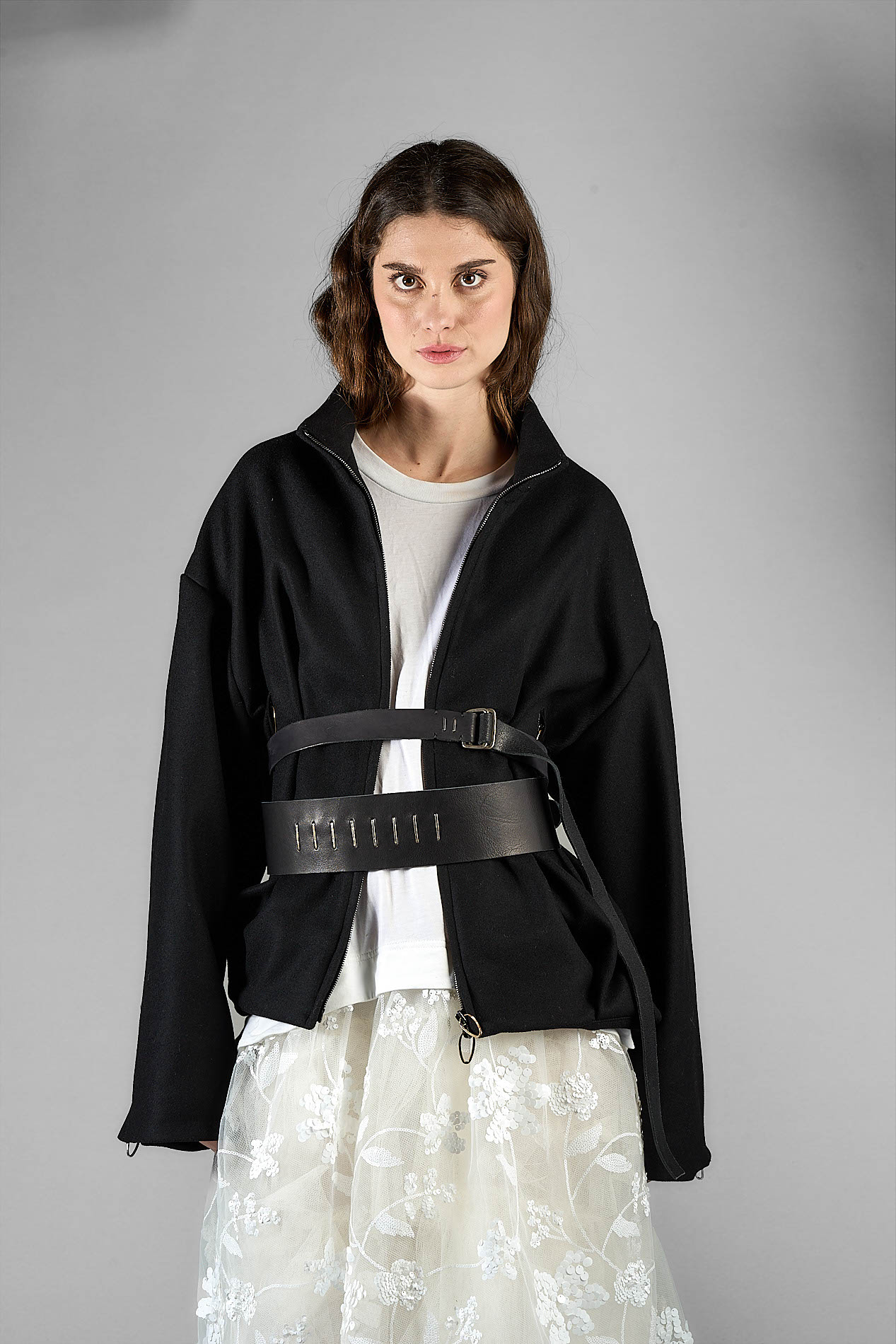 DANIELE BASTA LEATHER AND SILVER JACKET